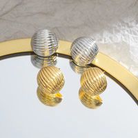 1 Pair Simple Style Solid Color Plating Copper 24k Gold Plated Ear Studs main image 6
