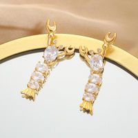 1 Paire Style Simple Homard Placage Incruster Le Cuivre Zircon Plaqué Or 24k Boucles D'oreilles sku image 1