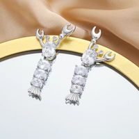 1 Pair Simple Style Lobster Plating Inlay Copper Zircon 24k Gold Plated Drop Earrings sku image 2