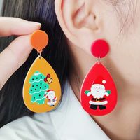 1 Pair Simple Style Water Droplets Printing Arylic Drop Earrings main image 1