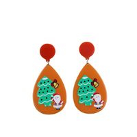 1 Pair Simple Style Water Droplets Printing Arylic Drop Earrings main image 3