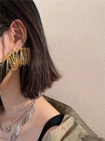 1 Pair Simple Style Solid Color Tassel Plating Copper Gold Plated Drop Earrings main image 1
