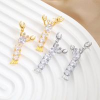 1 Pair Simple Style Lobster Plating Inlay Copper Zircon 24k Gold Plated Drop Earrings main image 4