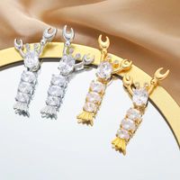 1 Pair Simple Style Lobster Plating Inlay Copper Zircon 24k Gold Plated Drop Earrings main image 1