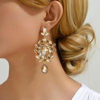 1 Pair Elegant Exaggerated Luxurious Geometric Plating Inlay Zinc Alloy Glass Dangling Earrings main image 10