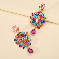 1 Pair Elegant Exaggerated Luxurious Geometric Plating Inlay Zinc Alloy Glass Dangling Earrings main image 3