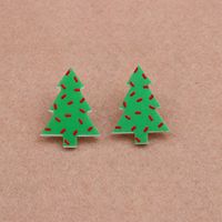 Wholesale Jewelry Simple Style Christmas Tree Arylic Printing Ear Studs sku image 6