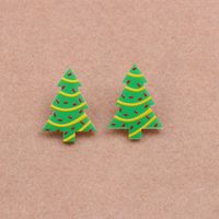 Wholesale Jewelry Simple Style Christmas Tree Arylic Printing Ear Studs sku image 2