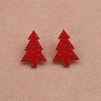 Wholesale Jewelry Simple Style Christmas Tree Arylic Printing Ear Studs sku image 5