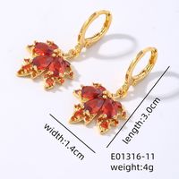 1 Pair Elegant Simple Style Shiny Maple Leaf Plating Inlay Copper Zircon K Gold Plated Drop Earrings sku image 1