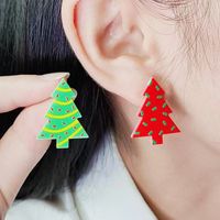 Wholesale Jewelry Simple Style Christmas Tree Arylic Printing Ear Studs main image 1