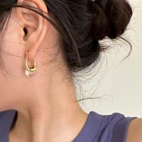 1 Pair Simple Style U Shape Inlay Copper Crystal Drop Earrings main image 5