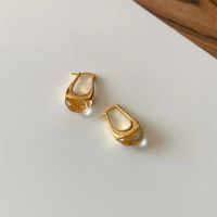 1 Pair Simple Style U Shape Inlay Copper Crystal Drop Earrings main image 3