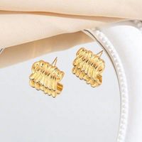 1 Pair Simple Style Solid Color Plating Copper 24k Gold Plated Ear Studs main image 3