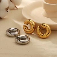 1 Piece Simple Style Solid Color Plating Stainless Steel Gold Plated Ear Cuffs main image 4