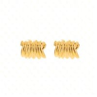 1 Pair Simple Style Solid Color Plating Copper 24k Gold Plated Ear Studs main image 4