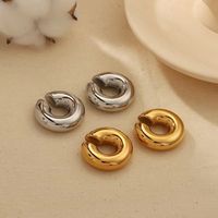 1 Piece Simple Style Solid Color Plating Stainless Steel Gold Plated Ear Cuffs main image 1