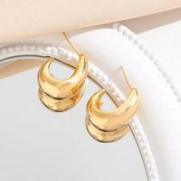 1 Pair Simple Style Solid Color Plating Copper 24k Gold Plated Ear Studs sku image 1