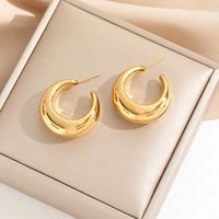 1 Pair Simple Style Solid Color Plating Stainless Steel 24k Gold Plated Ear Studs main image 5