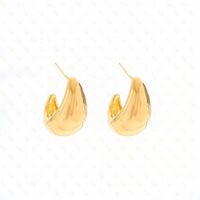 1 Paire Style Simple Couleur Unie Placage Le Cuivre Plaqué Or 24k Boucles D'oreilles main image 5