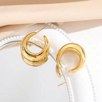 1 Pair Simple Style Solid Color Plating Stainless Steel 24k Gold Plated Ear Studs main image 1