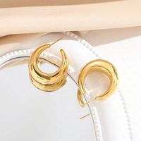 1 Pair Simple Style Solid Color Plating Stainless Steel 24k Gold Plated Ear Studs main image 6