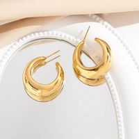 1 Pair Simple Style Solid Color Plating Stainless Steel 24k Gold Plated Ear Studs main image 3
