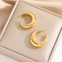 1 Pair Simple Style Solid Color Plating Stainless Steel 24k Gold Plated Ear Studs sku image 1