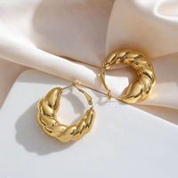 1 Pair Simple Style Solid Color Plating Stainless Steel 18k Gold Plated Earrings sku image 1