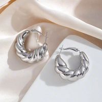 1 Pair Simple Style Solid Color Plating Stainless Steel 18k Gold Plated Earrings sku image 2