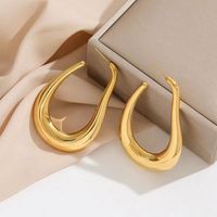 1 Paire Style Simple Couleur Unie Placage Acier Inoxydable Plaqué Or 24k Des Boucles D'oreilles main image 3