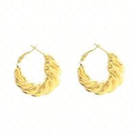 1 Paire Style Simple Couleur Unie Placage Acier Inoxydable Plaqué Or 18k Des Boucles D'oreilles main image 2