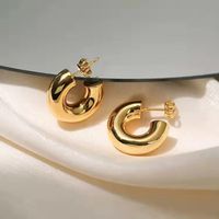 1 Pair Simple Style Solid Color Plating Copper 18k Gold Plated Ear Studs main image 5