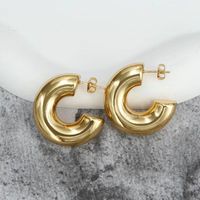 1 Pair Simple Style Solid Color Plating Copper 18k Gold Plated Ear Studs main image 4