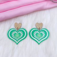1 Pair Simple Style Heart Shape Printing Arylic Drop Earrings sku image 3