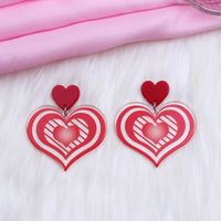 1 Pair Simple Style Heart Shape Printing Arylic Drop Earrings sku image 2
