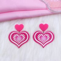 1 Pair Simple Style Heart Shape Printing Arylic Drop Earrings sku image 5