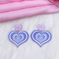 1 Pair Simple Style Heart Shape Printing Arylic Drop Earrings sku image 4
