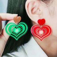 1 Pair Simple Style Heart Shape Printing Arylic Drop Earrings main image 2