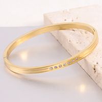 Wholesale Simple Style Solid Color Stainless Steel Inlay Zircon Bangle sku image 2