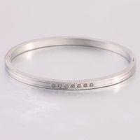 Wholesale Simple Style Solid Color Stainless Steel Inlay Zircon Bangle main image 5