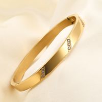 Wholesale Simple Style Solid Color Stainless Steel Inlay Zircon Bangle main image 6