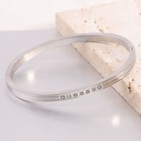 Wholesale Simple Style Solid Color Stainless Steel Inlay Zircon Bangle sku image 1