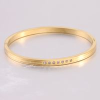 Wholesale Simple Style Solid Color Stainless Steel Inlay Zircon Bangle main image 3