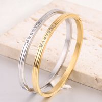 Wholesale Simple Style Solid Color Stainless Steel Inlay Zircon Bangle main image 1