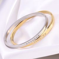 Wholesale Simple Style Solid Color Stainless Steel Inlay Zircon Bangle main image 2