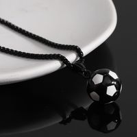 Simple Style Football Titanium Steel Polishing Pendant Necklace main image 4