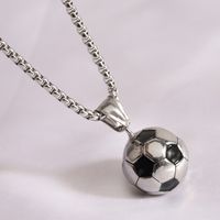 Simple Style Football Titanium Steel Polishing Pendant Necklace sku image 1