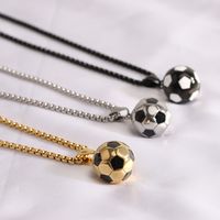 Simple Style Football Titanium Steel Polishing Pendant Necklace main image 3
