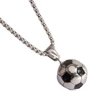 Simple Style Football Titanium Steel Polishing Pendant Necklace main image 2